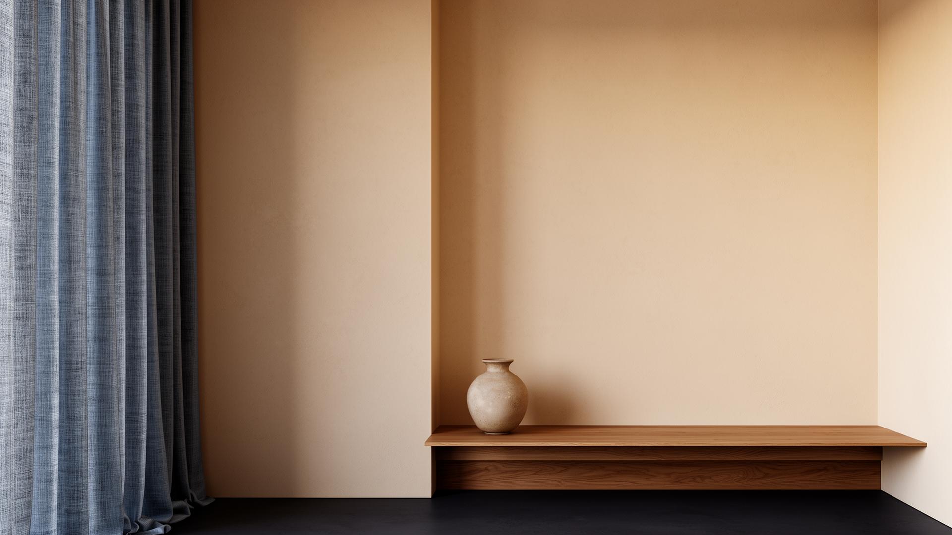 A nighttime interior with complex artificial lighting — clean, denoised result.